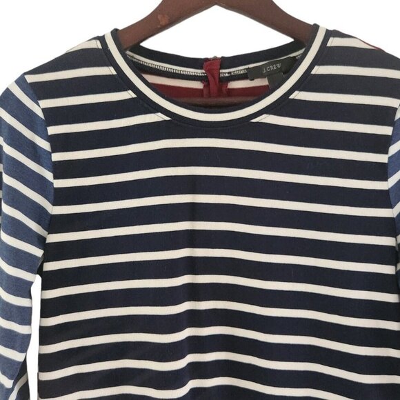 J Crew Mixed Stripe Blue Red 3/4 Sleeve Zipper Back Size Small Womens - Picture 2 of 6